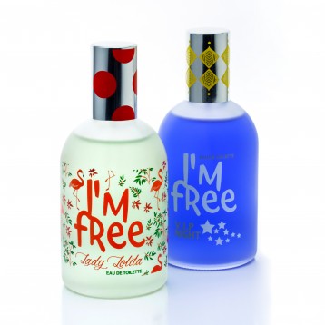 Flacon parfum I'M FREE décoré en sérigraphie