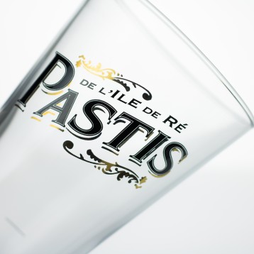 Verre Pastis de l'île de Ré avec décor en marquage à chaud doré